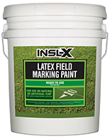 Waldwick Paint & Wallpaper Company Insl-X Latex Field Marking Paint is specifically designed for use on natural or artificial turf, concrete and asphalt, as a semi-permanent coating for line marking or artistic graphics.

Fast Drying
Water-Based Formula
Will Not Kill Grassboom